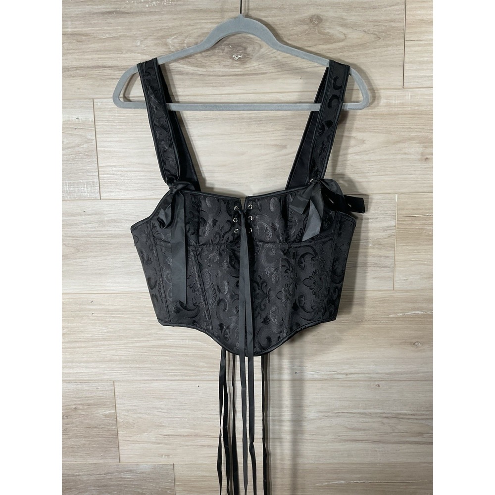 NEW Scarlet Darkness 3XL Adjustable Jacquard Black Corset Top Bodice Side Zip